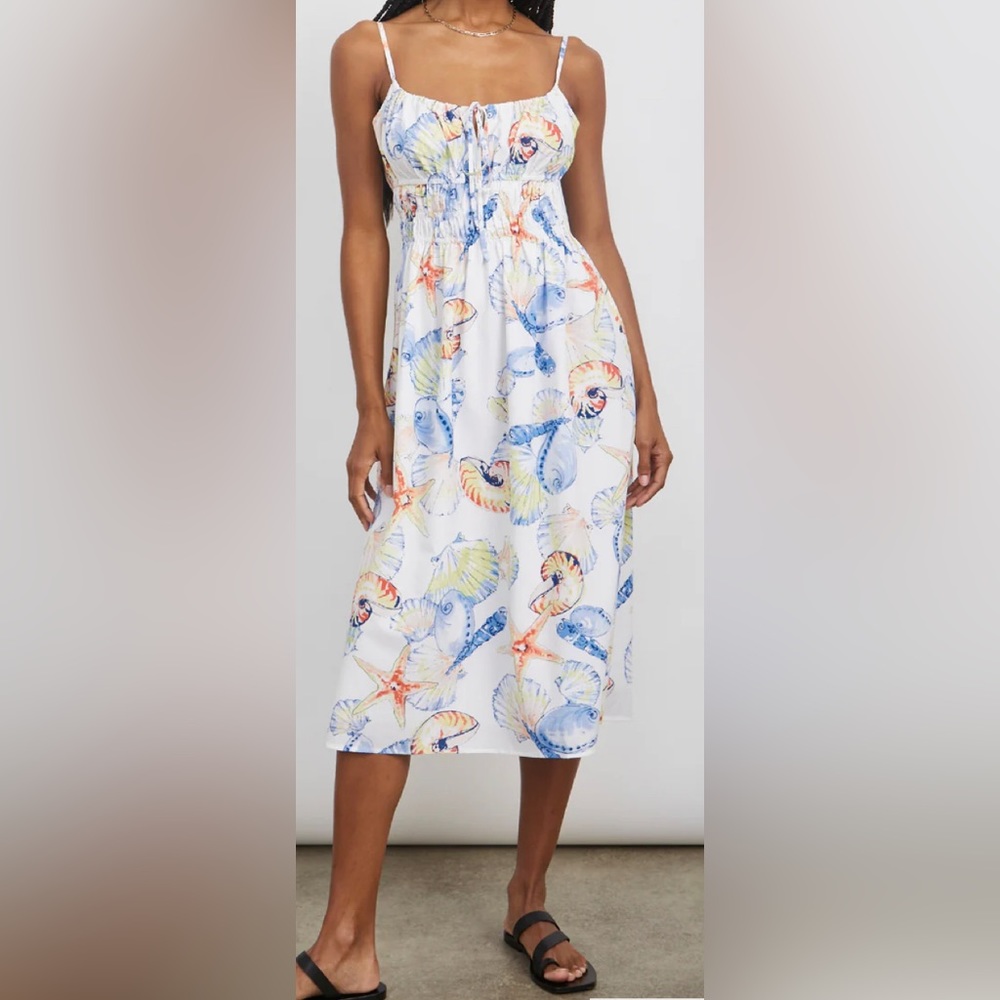 Rails White and Blue Midi Dress